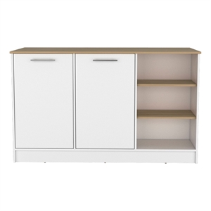 Pemberly Row Two Cabinet Kitchen Island 59in Wide in Multi-Color
