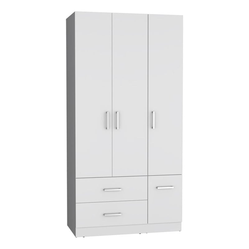 Pemberly Row 4 Door Bedroom Wardrobe Armoire 71in High in White