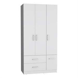 Pemberly Row 4 Door Bedroom Wardrobe Armoire 71in High in White