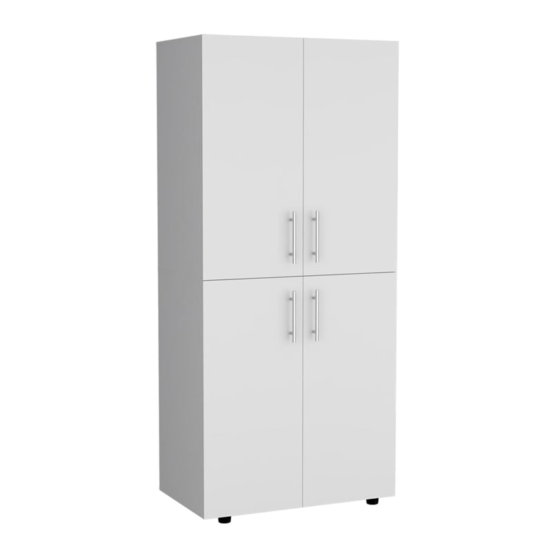 Pemberly Row Tall Bedroom Armoire Wardrobe 70.8in High in White