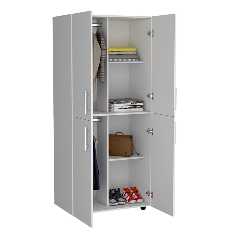 Pemberly Row Tall Bedroom Armoire Wardrobe 70.8in High in White