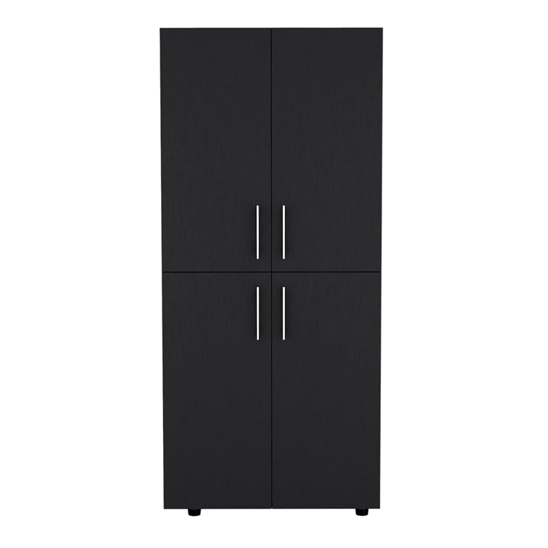 Pemberly Row Tall Bedroom Armoire Wardrobe 70.8in High in Black