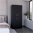 Pemberly Row Tall Bedroom Armoire Wardrobe 70.8in High in Black