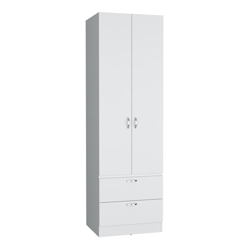 Pemberly Row Tall Bedroom Armoire Wardrobe 76in High in White