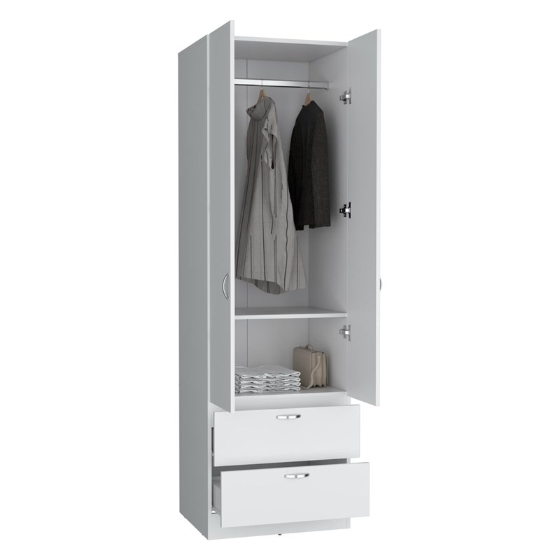 Pemberly Row Tall Bedroom Armoire Wardrobe 76in High in White