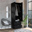 Pemberly Row Tall Bedroom Armoire Wardrobe 76in High in Black