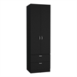Pemberly Row Tall Bedroom Armoire Wardrobe 76in High in Black