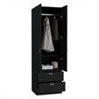 Pemberly Row Tall Bedroom Armoire Wardrobe 76in High in Black