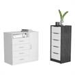 Pemberly Row 2 Piece Bedroom Set 2 Dressers in White and Smokey Oak