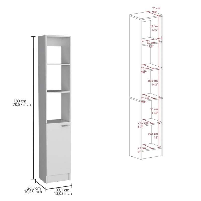Pemberly Row Tall Linen Storage Cabinet 70.8in High in White