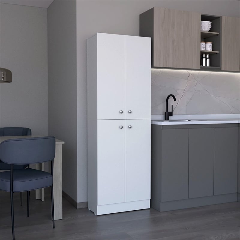 Pemberly Row Tall Pantry Storage Cabinet 71.1in High in White