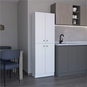 Pemberly Row Tall Pantry Storage Cabinet 71.1in High in White