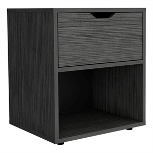 Pemberly Row Nightstand with Drawer and Open Shelf in Light Gray