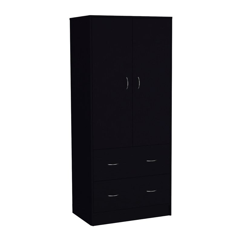 Pemberly Row 2 Door 2 Drawer Bedroom Armoire 70.9in High in Black