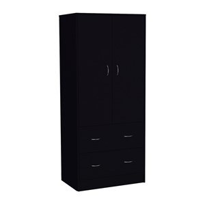 Pemberly Row 2 Door 2 Drawer Bedroom Armoire 70.9in High in Black