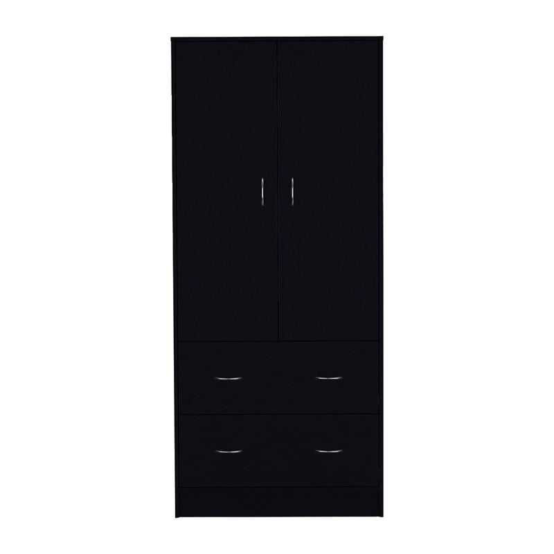 Pemberly Row 2 Door 2 Drawer Bedroom Armoire 70.9in High in Black
