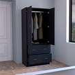 Pemberly Row 2 Door 2 Drawer Bedroom Armoire 70.9in High in Black