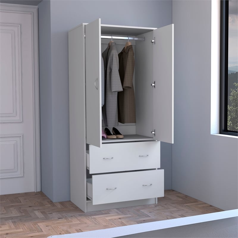 Pemberly Row 2 Door 2 Drawer Bedroom Armoire 70.9in High in White