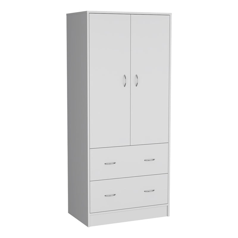 Pemberly Row 2 Door 2 Drawer Bedroom Armoire 70.9in High in White