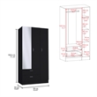 Pemberly Row Bedroom Armoire with Hanging Rod and Drawers in Black