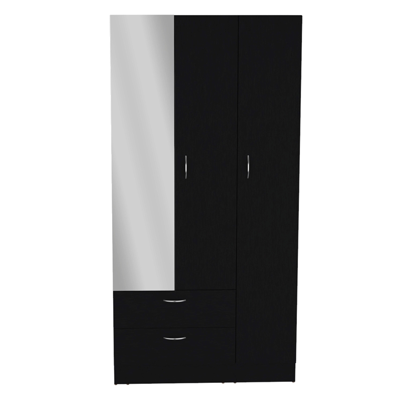 Pemberly Row Bedroom Armoire with Hanging Rod and Drawers in Black
