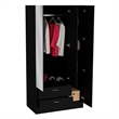 Pemberly Row Bedroom Armoire with Hanging Rod and Drawers in Black