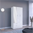 Pemberly Row Bedroom Armoire with Hanging Rod and Drawers in White