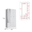 Pemberly Row Bedroom Armoire with Hanging Rod and Drawers in White