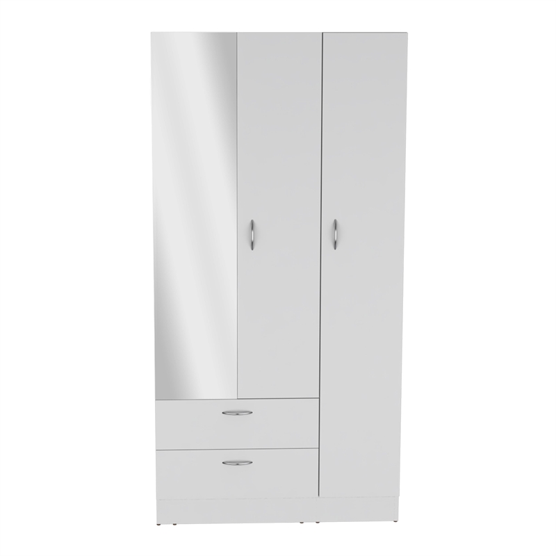 Pemberly Row Bedroom Armoire with Hanging Rod and Drawers in White