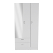 Pemberly Row Bedroom Armoire with Hanging Rod and Drawers in White