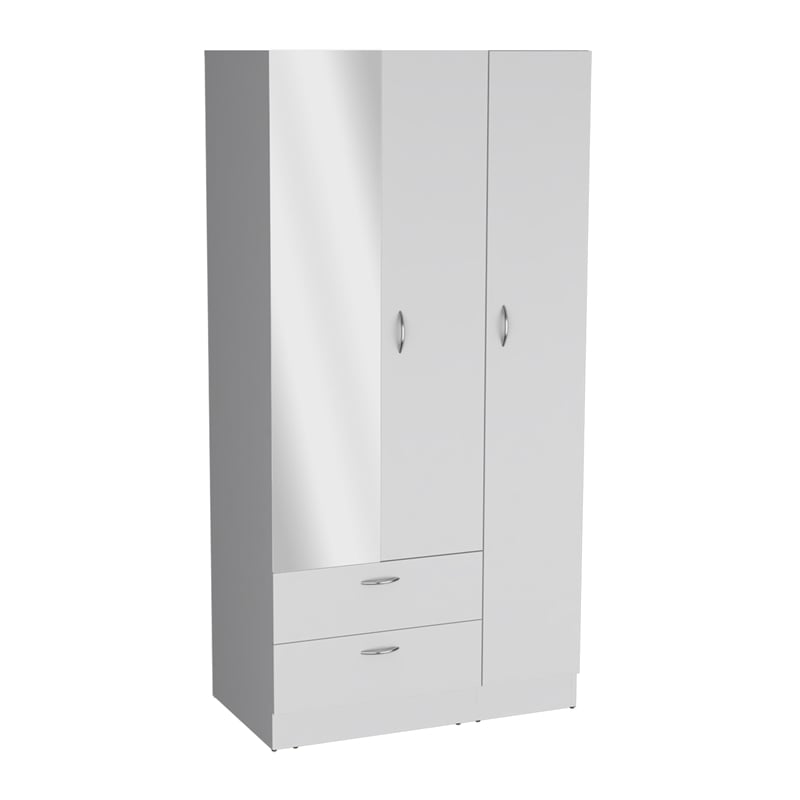 Pemberly Row Bedroom Armoire with Hanging Rod and Drawers in White