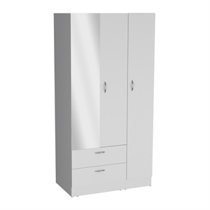 Pemberly Row Bedroom Armoire with Hanging Rod and Drawers in White