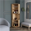 Pemberly Row Corner Bar Cabinet with Wine Storage 70.8in in Beige