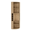 Pemberly Row Corner Bar Cabinet with Wine Storage 70.8in in Beige