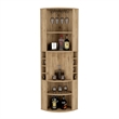 Pemberly Row Corner Bar Cabinet with Wine Storage 70.8in in Beige