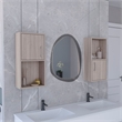 Pemberly Row Bathroom Medicine Cabinet with 4 Shelves in Beige
