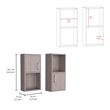 Pemberly Row Bathroom Medicine Cabinet with 4 Shelves in Beige