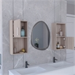 Pemberly Row Bathroom Medicine Cabinet with 4 Shelves in Beige