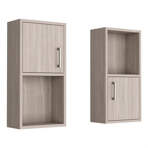Pemberly Row Bathroom Medicine Cabinet with 4 Shelves in Beige