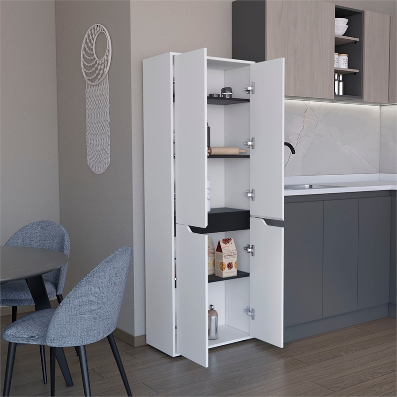 Pemberly Row Multistorage Kitchen Pantry 66.9in High in Multi-Color