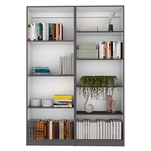 Pemberly Row 2 Piece Bookcase Set 71in Tall in Matt Gray and White