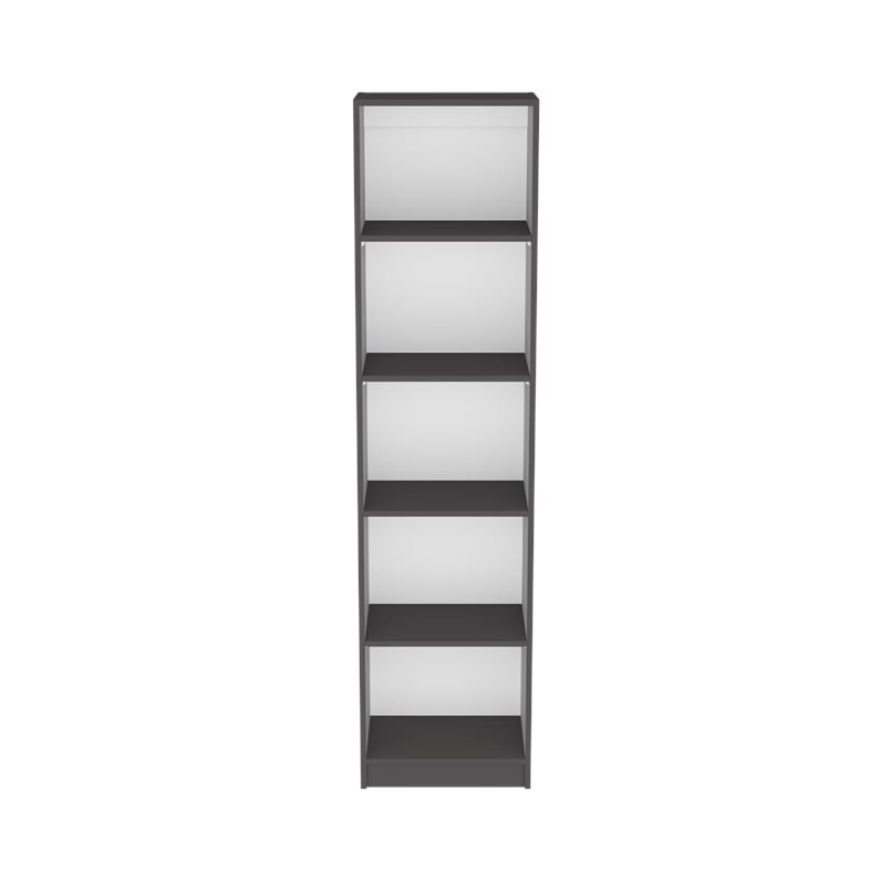 Pemberly Row XS 5 Tier Slim Bookcase 71in Tall in Multi-Color