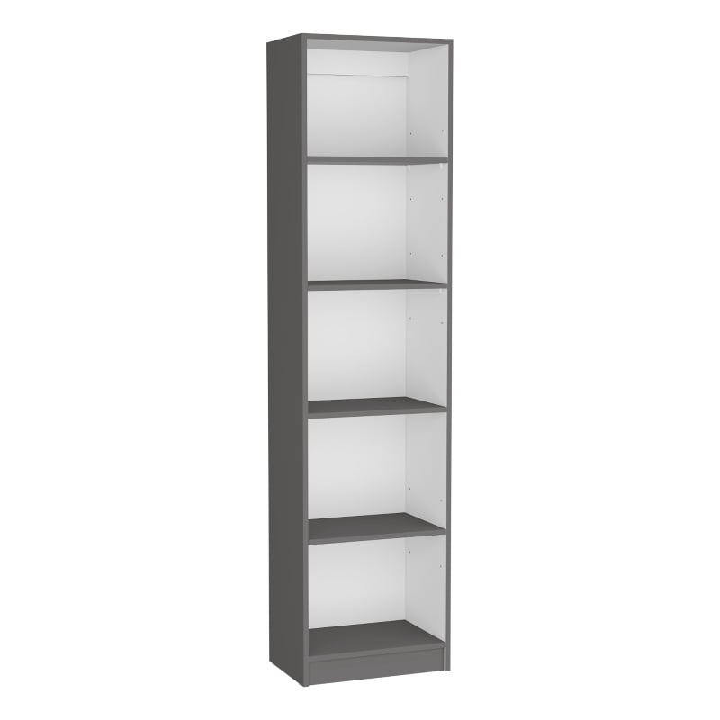 Pemberly Row XS 5 Tier Slim Bookcase 71in Tall in Multi-Color