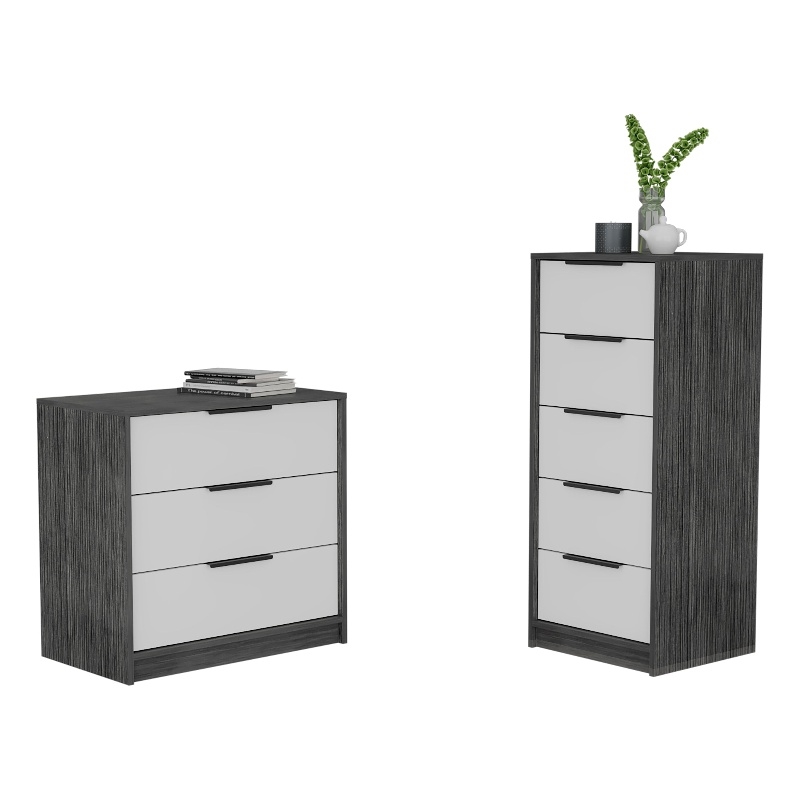 Pemberly Row 2 Piece Bedroom Set 2 Drawer Dressers in Multi-Color