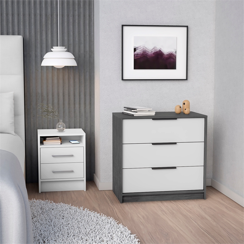 Pemberly Row 2 Piece Bedroom Set Dresser and Nightstand in Multi-Color