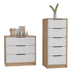 Pemberly Row 2 Piece Bedroom Set 2 Drawer Dressers in Multi-Color