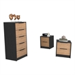 Pemberly Row 3 Piece Bedroom Set Dresser and 2 Nightstands in Multi-Color