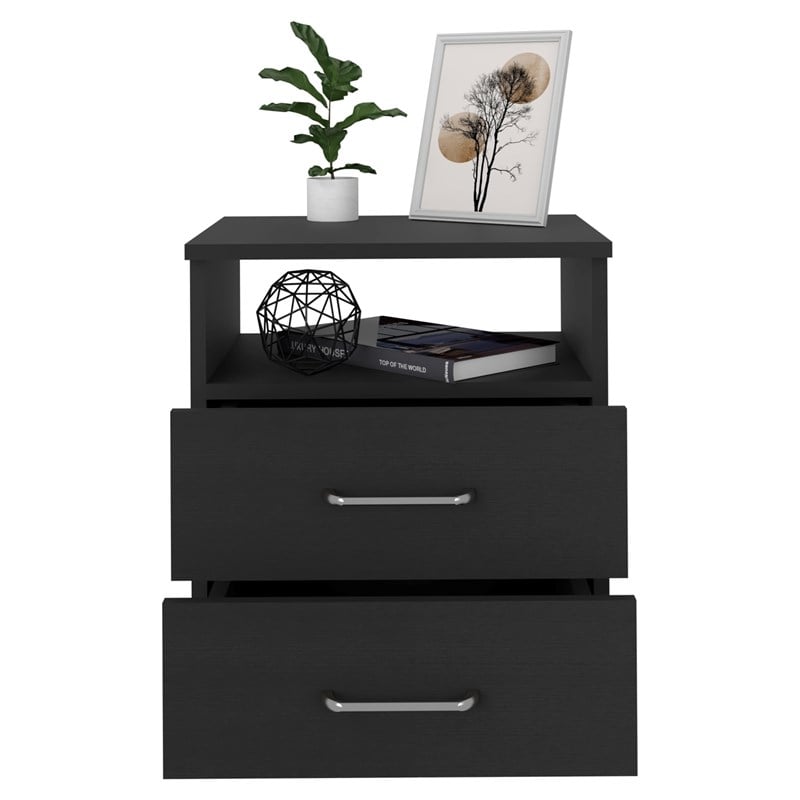 Pemberly Row 3 Piece Set Shoe Rack and 2 Nightstands in Black