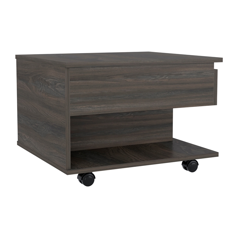 Pemberly Row 2 Piece Bar Cart and Lift Top Coffee Table Set in Brown