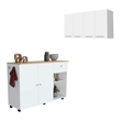 Pemberly Row 2 Piece Kitchen Set Cart and Wall Cabinet in Multi-Color
